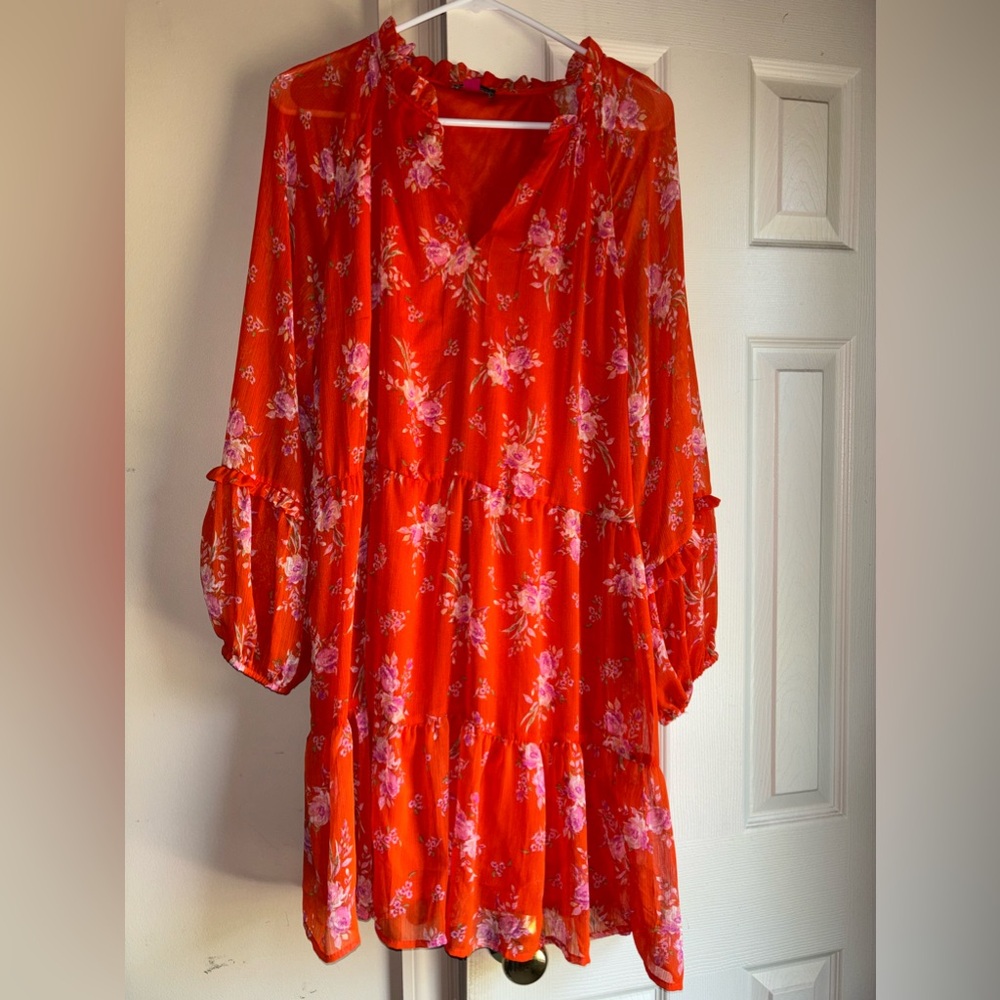 NWT Vince Camuto orange/pink layered dress